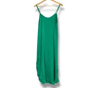 Sadie & Sage Maxi Slip Dress Green Relaxed Fit Summer Vacation Breezy Size Small